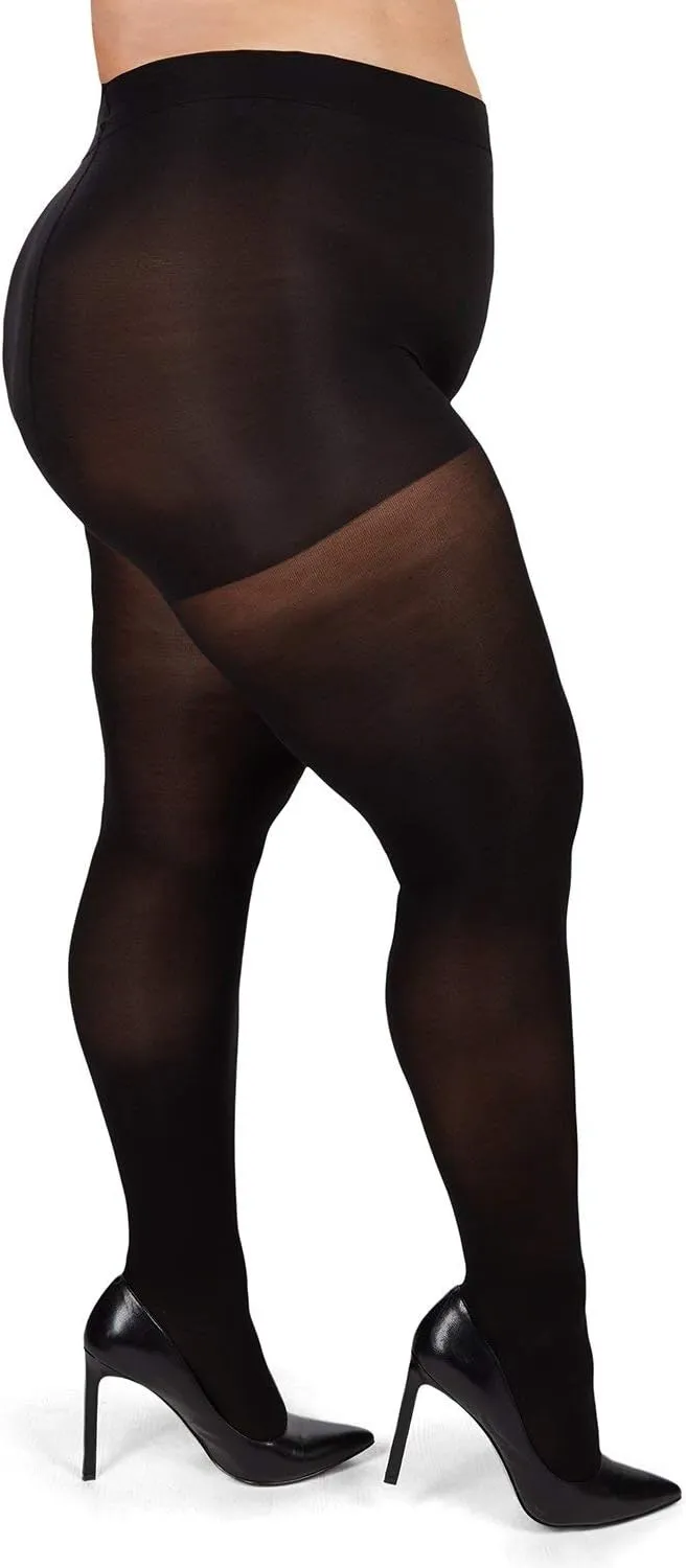 MeMoi Plus Size Curvy Control Top Tights, Comfortable and Lightweight Tummy Control Tights - Sizes 1X-7X