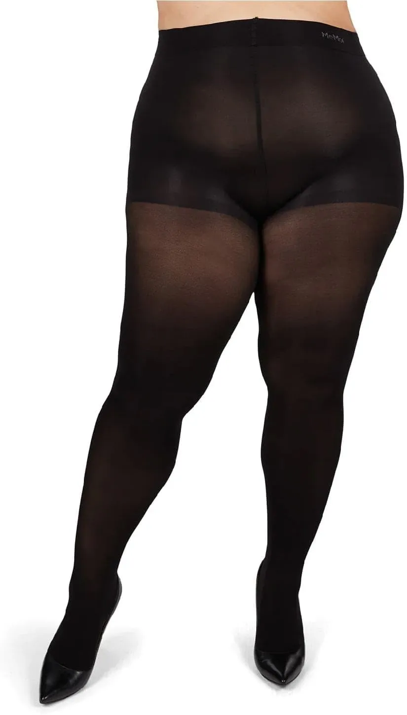 MeMoi Plus Size Curvy Control Top Tights, Comfortable and Lightweight Tummy Control Tights - Sizes 1X-7X