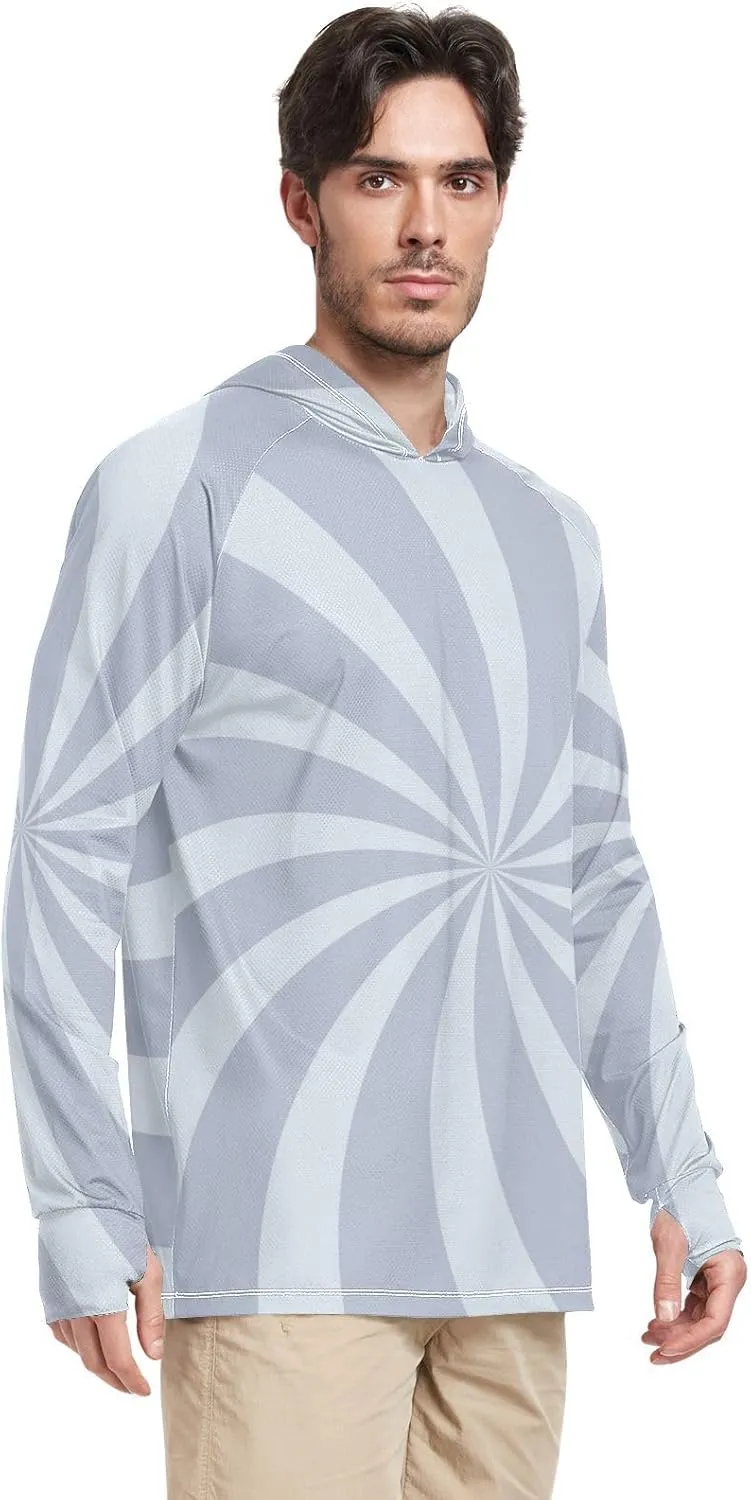 Men Sun Protection Hoodies Long Sleeve Mens Sun Shirts UPF 50  Rash Guard Shirts for Men Beach Hoodie Twirl Swirl
