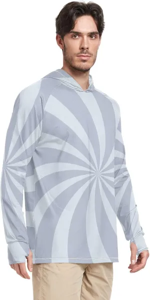 Men Sun Protection Hoodies Long Sleeve Mens Sun Shirts UPF 50  Rash Guard Shirts for Men Beach Hoodie Twirl Swirl