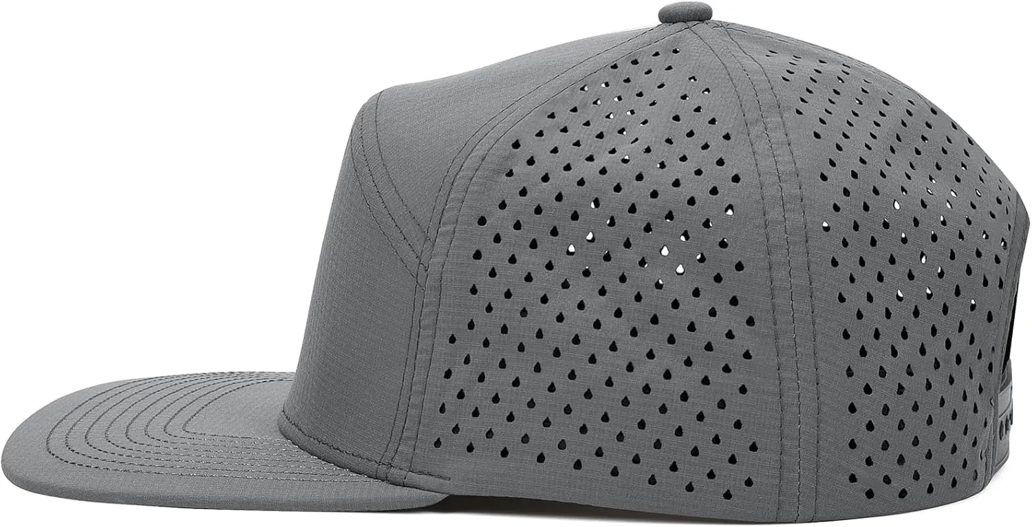 Mens Golf Trucker Hat Outdoor Lightweight Snapback Closure Flat Brim Laser Cut Baseball Cap for Women