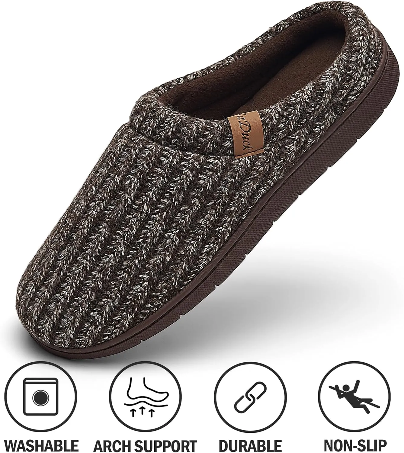 Men's Memory Foam Slippers with Arch Support, Breathable & Warm Knit House Slippers