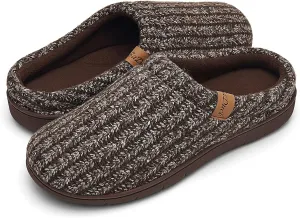 Men's Memory Foam Slippers with Arch Support, Breathable & Warm Knit House Slippers