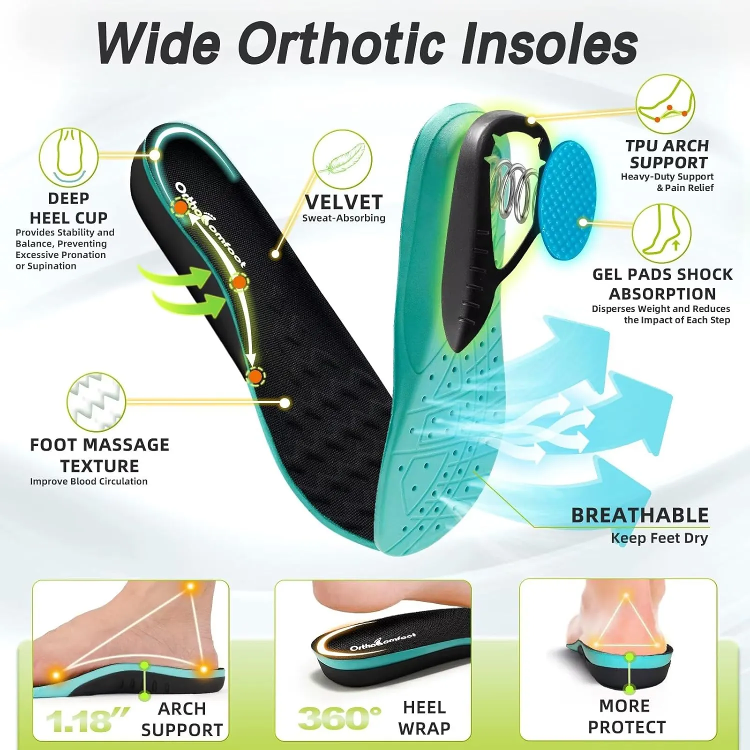 Men's Orthopedic Wide Leather Dress Shoes: Diabetic Arch Support Plantar Fasciitis Comfortable Casual Walking Shoes, Orthotic Flat Feet Work Tennis Sneakers for Swollen Feet and Heel Pain Relief