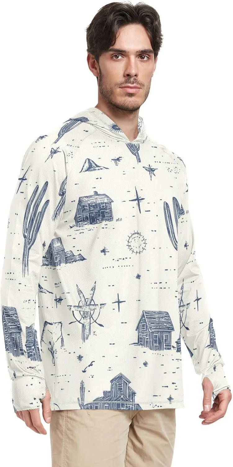 Mens Sun Hoodie Shirts UV Protection Long Sleeve Lightweight UPF 50  Rash Guard UV Shirts