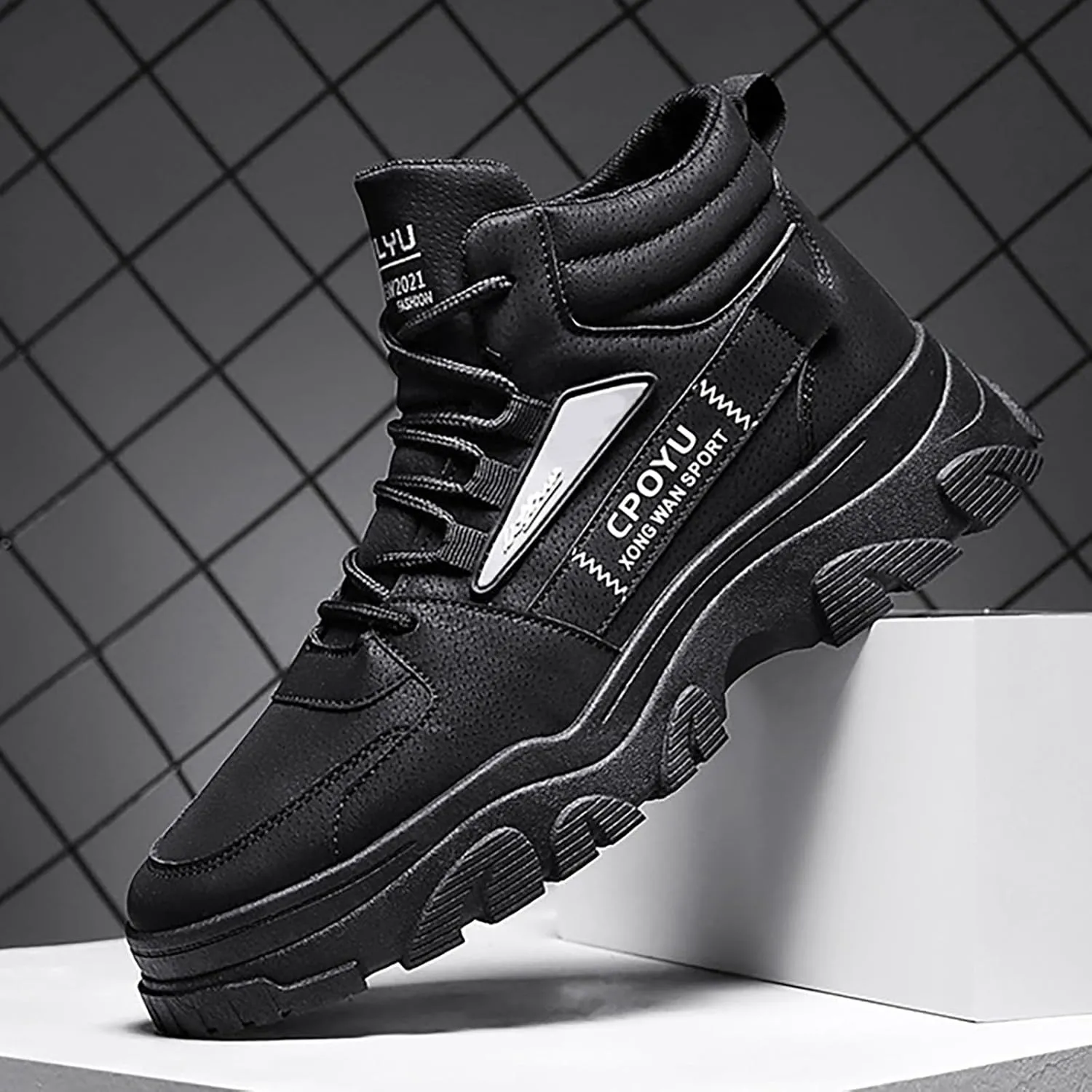 Mens Tennis Shoes Men Fashion Walking Sneakers Non Slip Work Shoes Comfortable Leather Casual Athletic Tennis