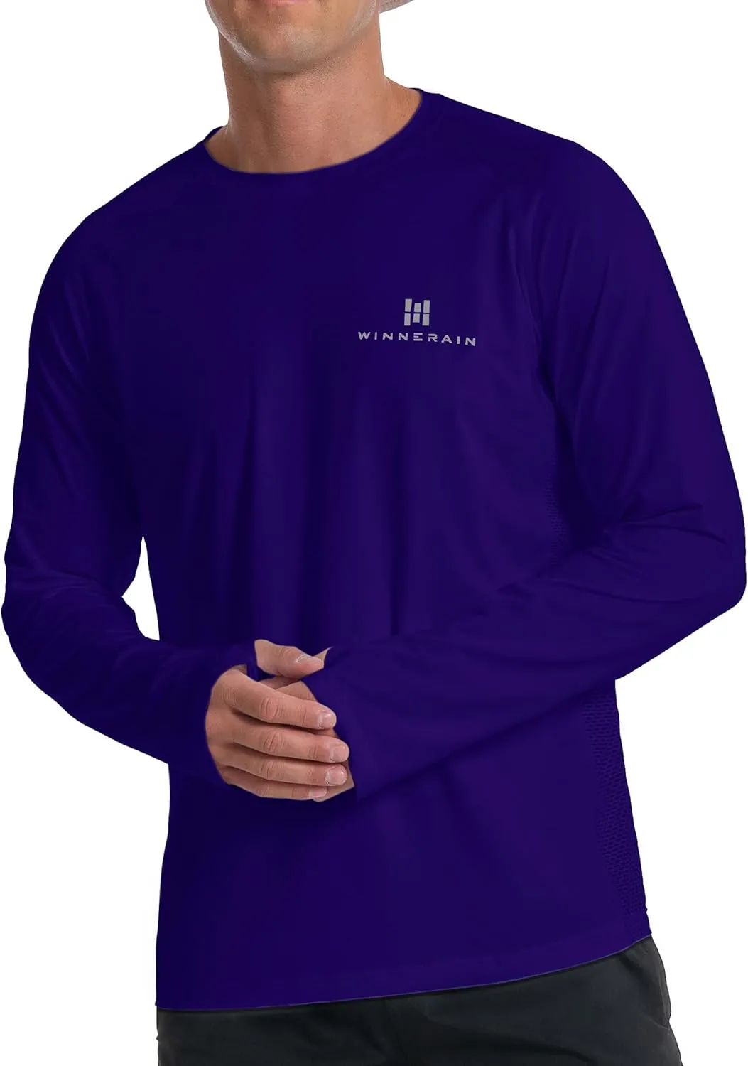 Men's UPF 50  Long Sleeve Loose-Fit Lightweight Sun Protection Fishing Hiking Running UV Shirt Rash Guard