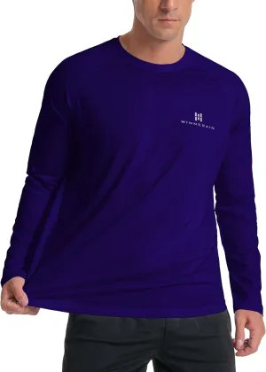 Men's UPF 50  Long Sleeve Loose-Fit Lightweight Sun Protection Fishing Hiking Running UV Shirt Rash Guard