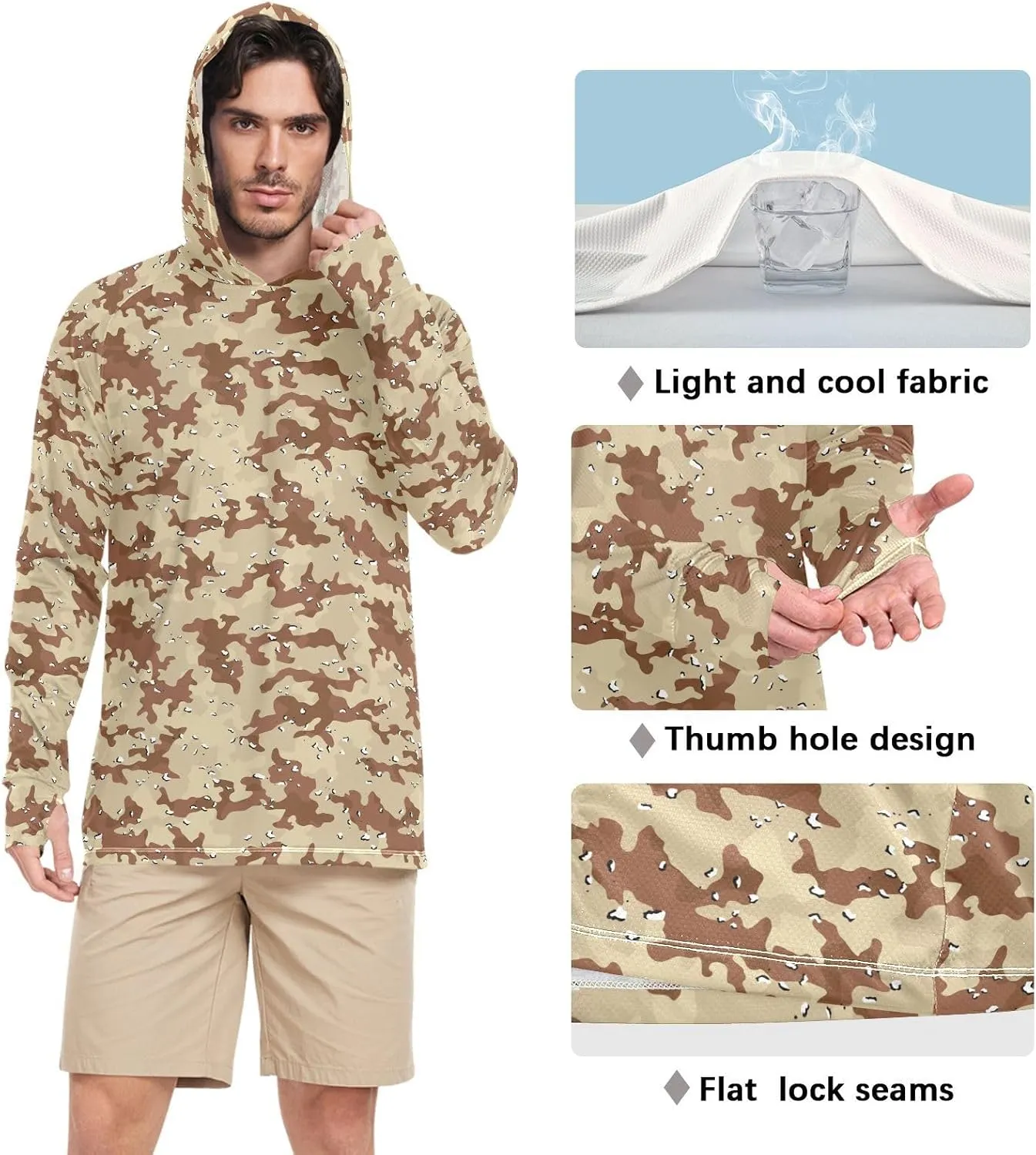 Men's UPF 50  Sun Protection Hoodie Shirt Long Sleeves SPF UV T-Shirt Rash Guard Fishing Outdoor Lightweight Shirt