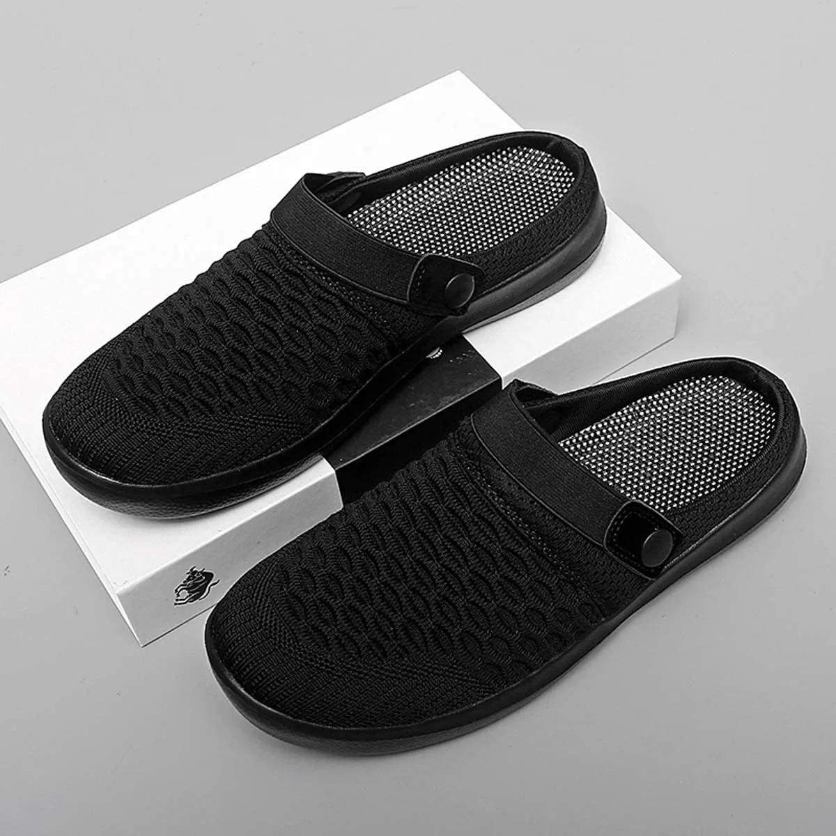 Men's Women's Summer Flat Sole Light Weight Breathable Mesh Quick Dry Beach Slippers Anti-Slip Garden Sandals Clogs Shoes Indoor Outdoor