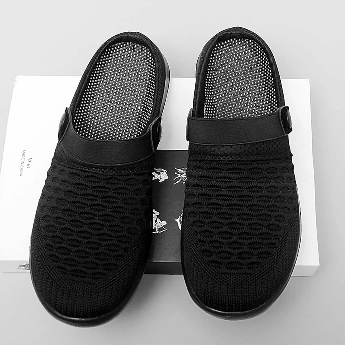 Men's Women's Summer Flat Sole Light Weight Breathable Mesh Quick Dry Beach Slippers Anti-Slip Garden Sandals Clogs Shoes Indoor Outdoor