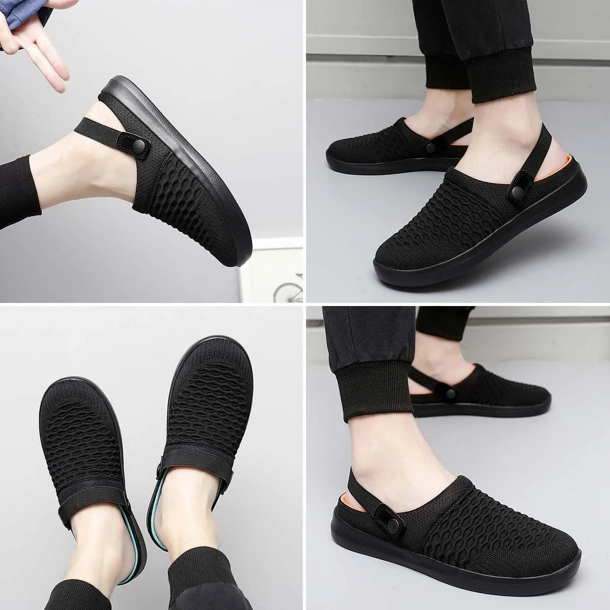 Men's Women's Summer Flat Sole Light Weight Breathable Mesh Quick Dry Beach Slippers Anti-Slip Garden Sandals Clogs Shoes Indoor Outdoor