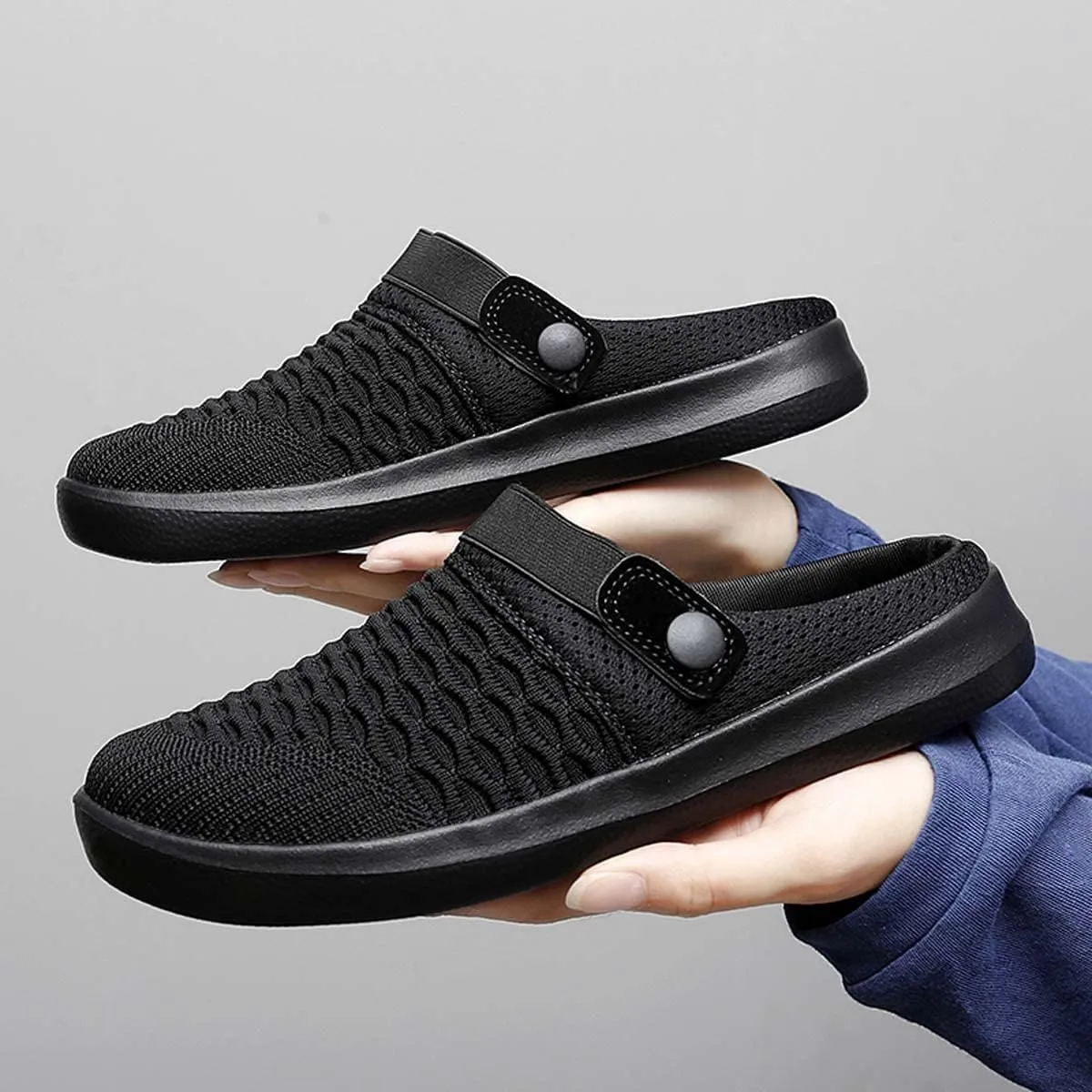 Men's Women's Summer Flat Sole Light Weight Breathable Mesh Quick Dry Beach Slippers Anti-Slip Garden Sandals Clogs Shoes Indoor Outdoor
