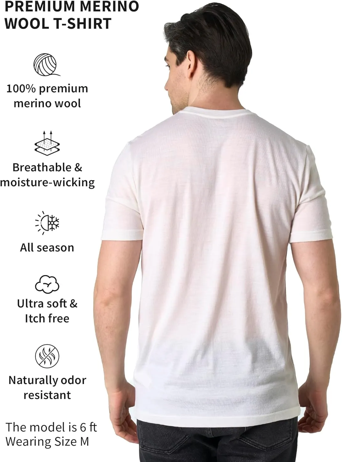 Merino.tech Merino Wool T-Shirt Mens - 100% Merino Wool Undershirt Lightweight Base Layer