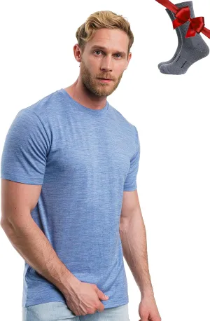 Merino.tech Merino Wool T-Shirt Mens - 100% Organic Merino Wool Undershirt Thermal Shirts for Men Base Layer and Hiking Socks
