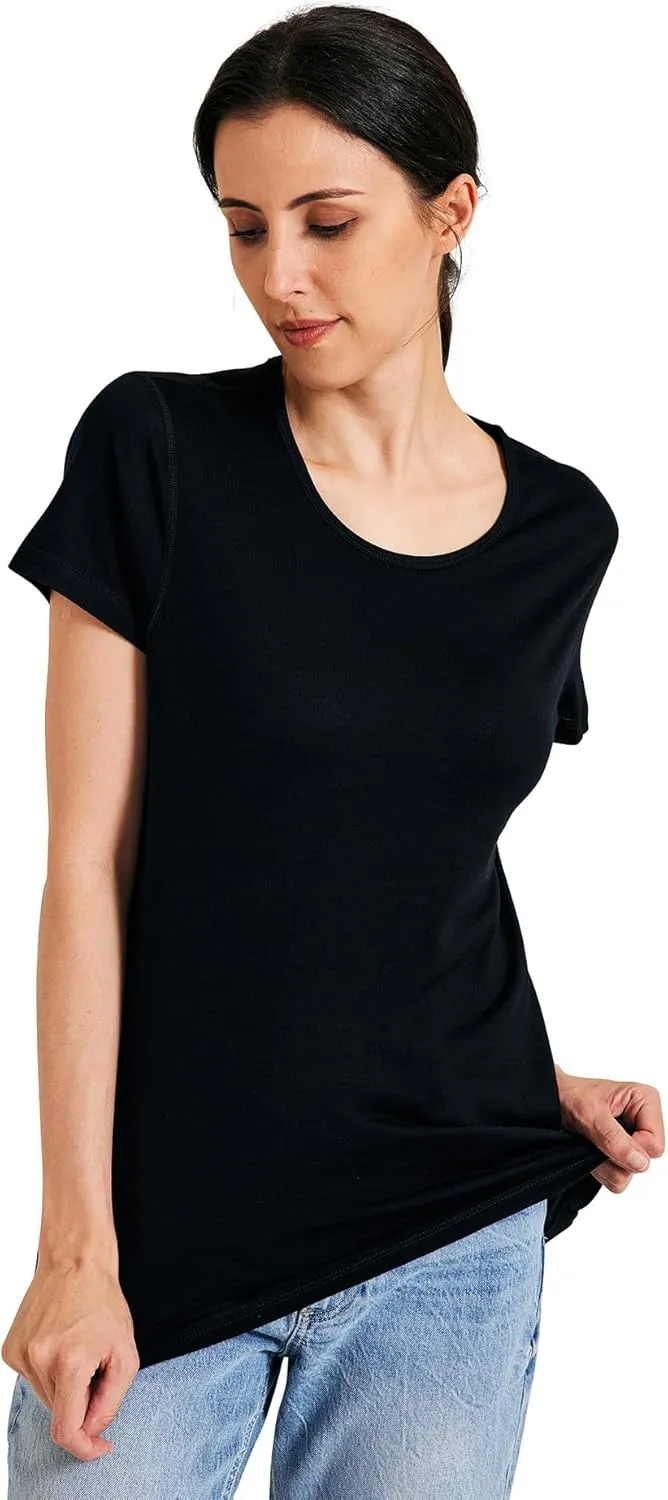 METARINO 100% Merino Wool T-Shirt Women,Short Sleeve Lightweight Crew Neck Base Layer Tee Shirt for Travel,Hiking