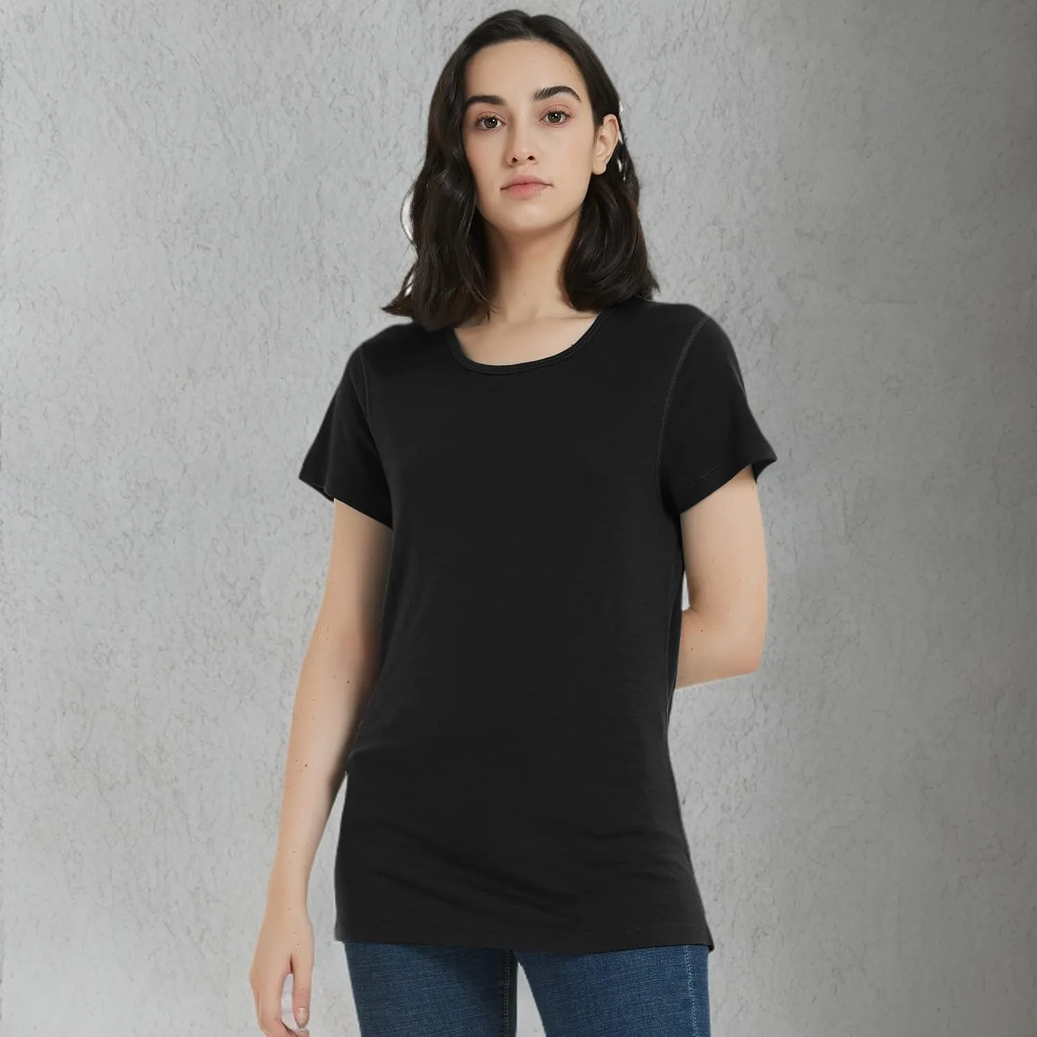 METARINO 100% Merino Wool T-Shirt Women,Short Sleeve Lightweight Crew Neck Base Layer Tee Shirt for Travel,Hiking