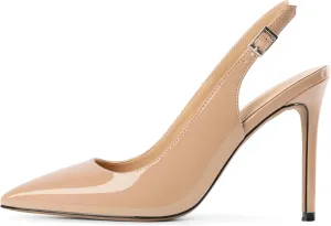 Mettesally Women's Slingback High Heels Pointed Toe Pumps Stiletto Heel Ankle Strap Party Office Dress Shoes