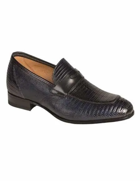 Mezlan Brand Mezlan Alligator Shoes - Mezlan Crocodile Shoes Men's Dress Shoes Sale Authentic Mezlan Loafer - Mezlan Loafer - Mezlan Slip On LIPARI By Mezlan In Blue