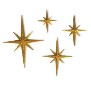 Midcentury Modern Vintage Style Atomic Star Bursts Fridge Magnets Art Refrigerator Kitchen Décor 1960s Retro Stars 50s Home Office MCM (Gold)