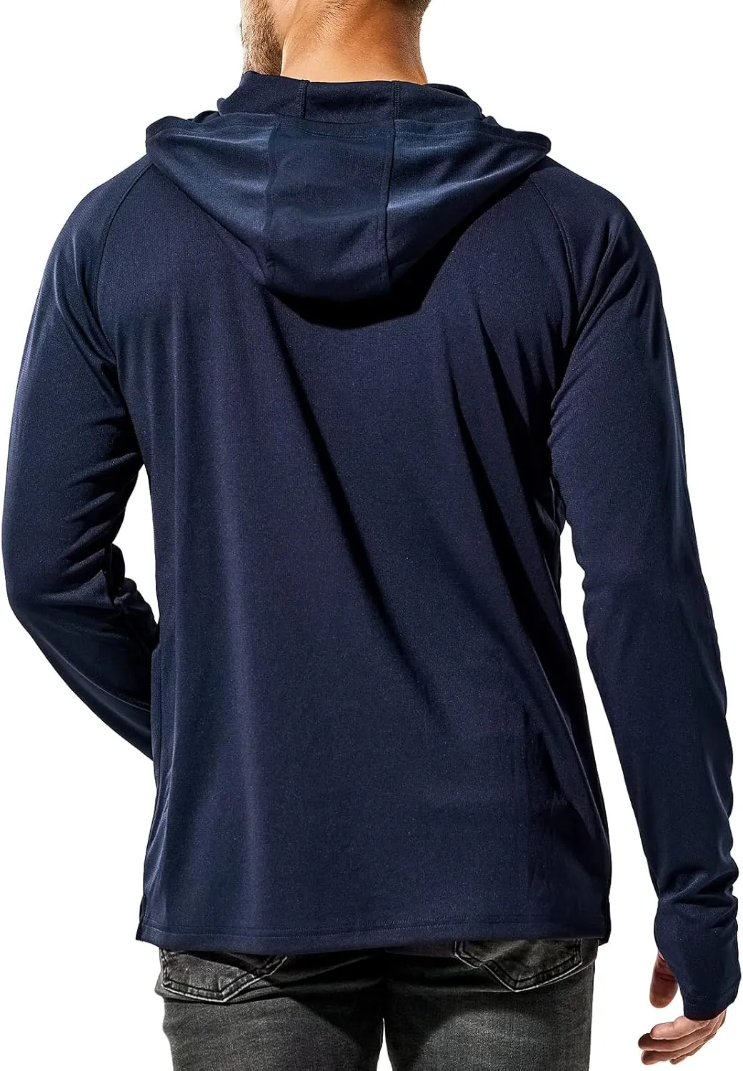 MIER Men's UPF 50  Sun Protection Hoodie Long Sleeve SPF Fishing Hiking Running Thumbhole Shirts Hooded Quick Dry Lightweight