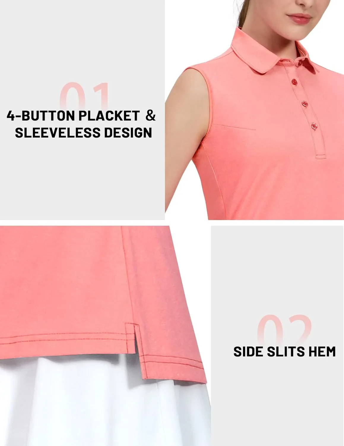 MIER Women's Sleeveless Golf Polo Shirts Athletic Tennis Collared Tank Tops, Quick Dry, UPF 50 