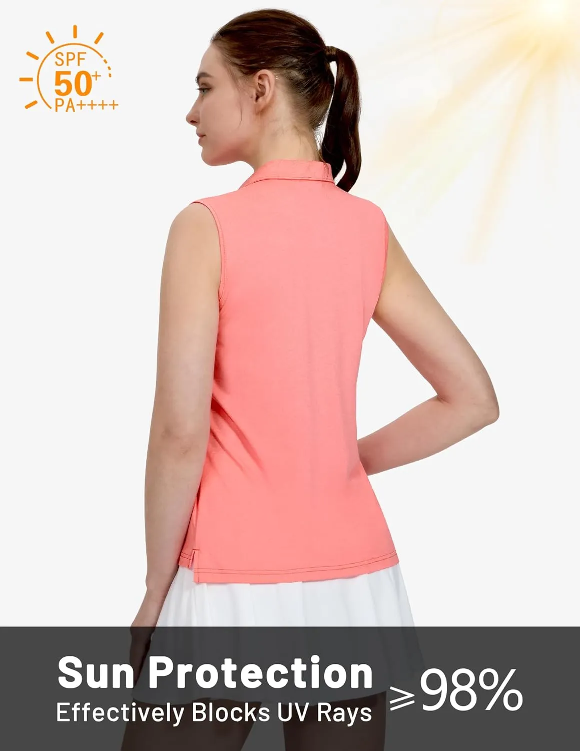 MIER Women's Sleeveless Golf Polo Shirts Athletic Tennis Collared Tank Tops, Quick Dry, UPF 50 