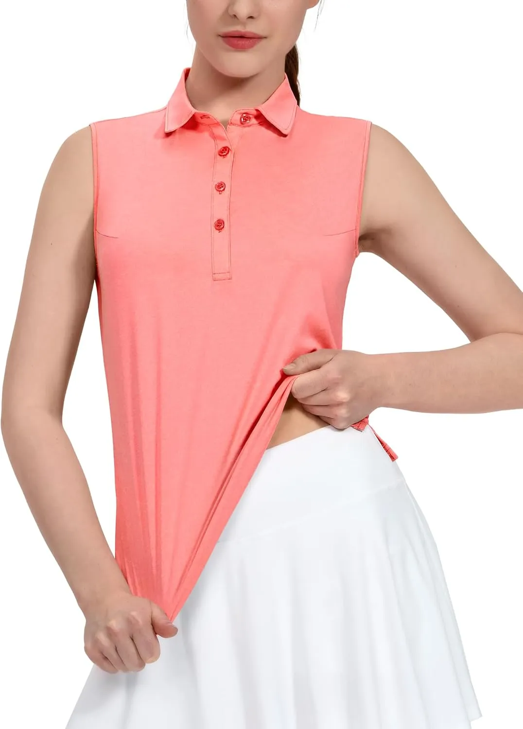 MIER Women's Sleeveless Golf Polo Shirts Athletic Tennis Collared Tank Tops, Quick Dry, UPF 50 