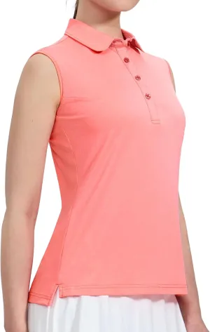 MIER Women's Sleeveless Golf Polo Shirts Athletic Tennis Collared Tank Tops, Quick Dry, UPF 50 