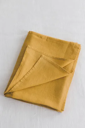 Mimosa yellow linen flat sheet