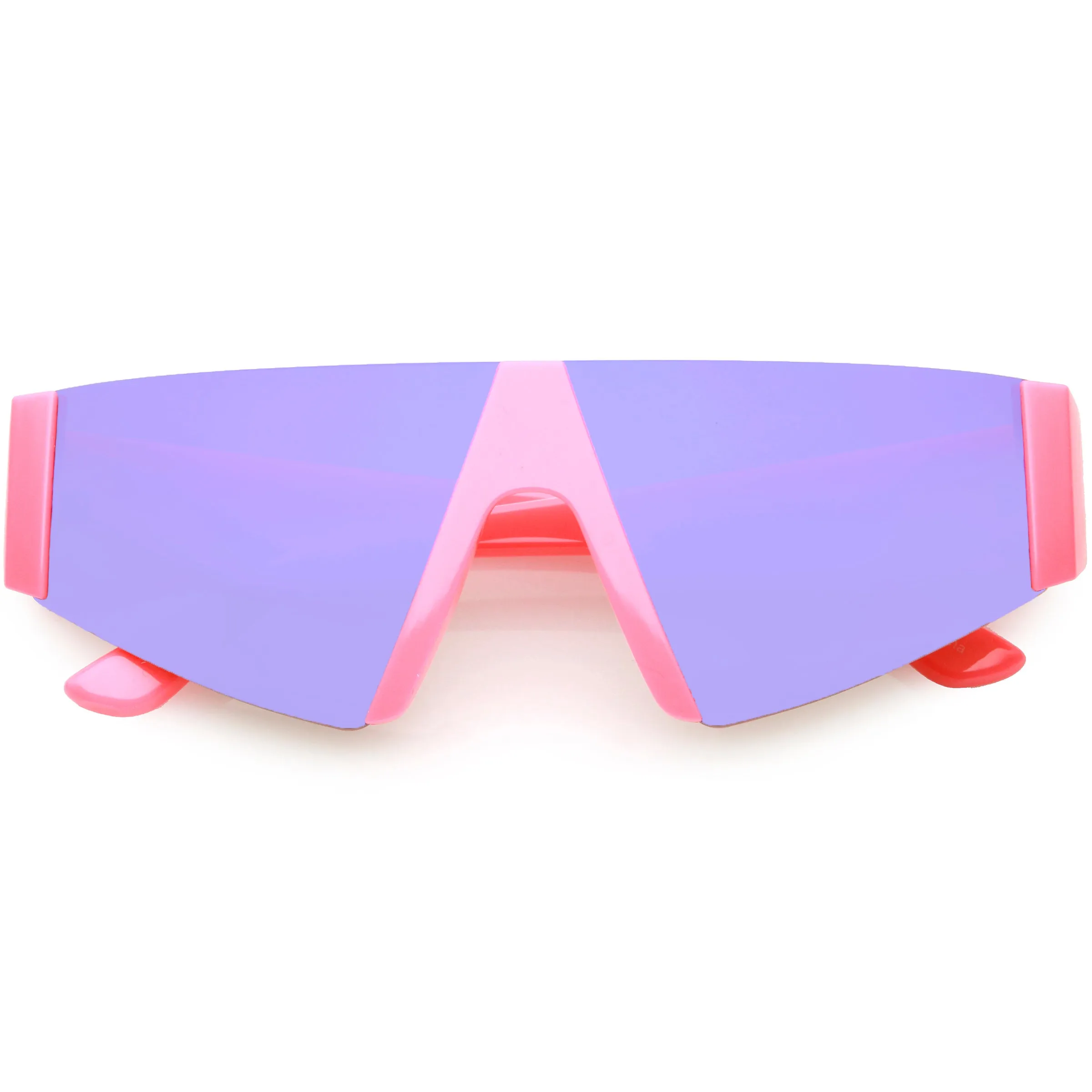Modern Flat Top Blade Cut Color Mirrored Lens Shield Sunglasses C986