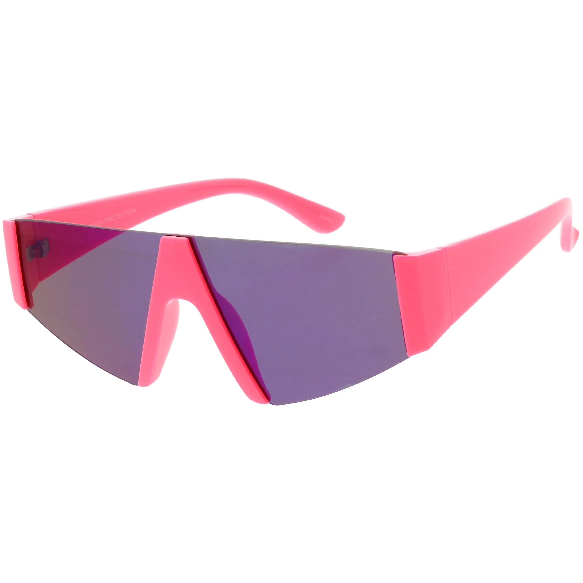 Modern Flat Top Blade Cut Color Mirrored Lens Shield Sunglasses C986