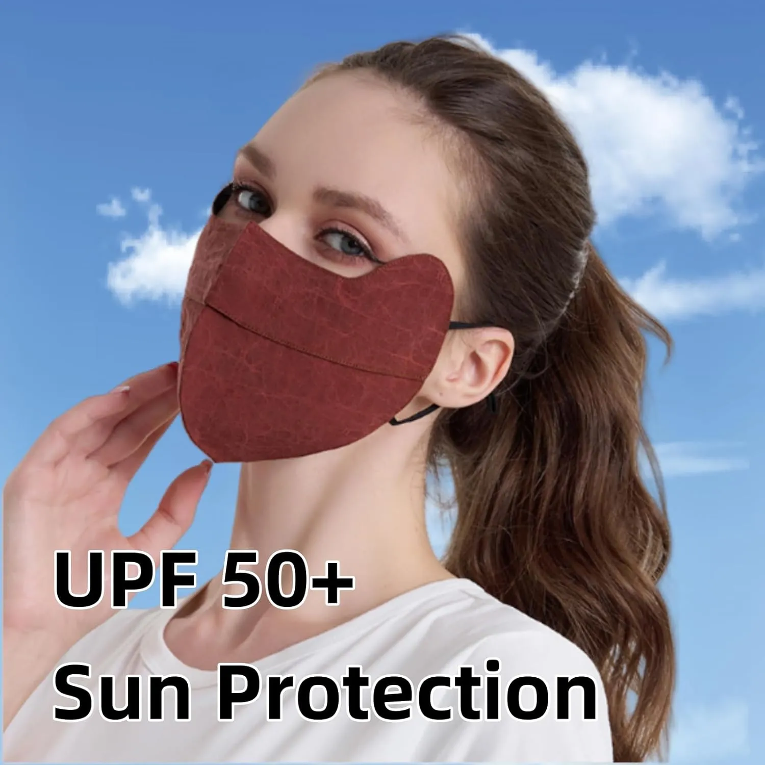 Mulberry Silk Face Mask with Eye Protection, Double Layer UV Sun Mask Breathable for Women Outdoor