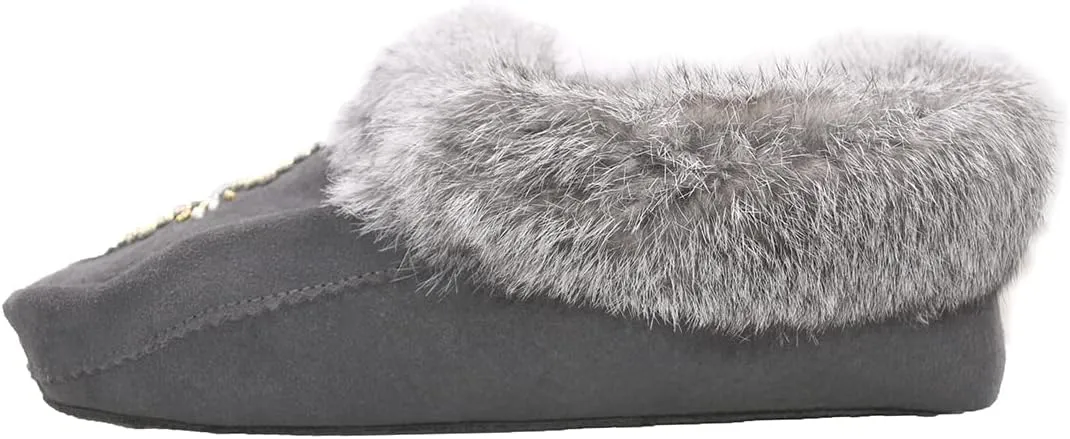 Native dechic Slippers Unisex Canada Made Moccasins Leather Slippers for Women Real Fur Slippers
