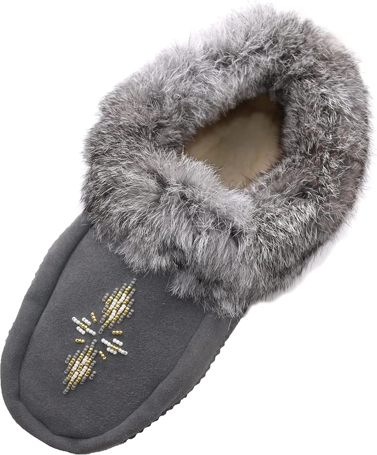 Native dechic Slippers Unisex Canada Made Moccasins Leather Slippers for Women Real Fur Slippers