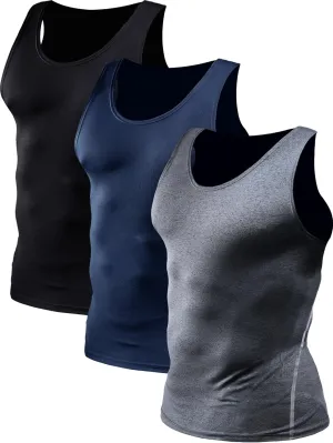 NELEUS Men's 3 Pack Athletic Compression Under Base Layer Sport Tank Top