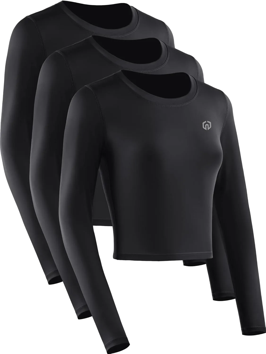 NELEUS Women's Running Workout Athletic Crop Shirts Pack of 3