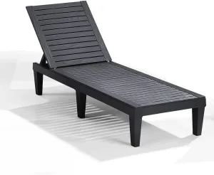Nestl Lounge Chair Outdoor - Waterproof Outdoor Chaise Lounge Chair, Adjustable Lawn Chairs, Lightweight Black Patio Lounge Chair