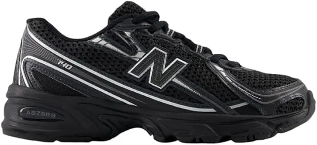 New Balance 740 Big Kids Shoes (Black Silver Metallic, 5)