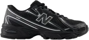 New Balance 740 Big Kids Shoes (Black Silver Metallic, 5)