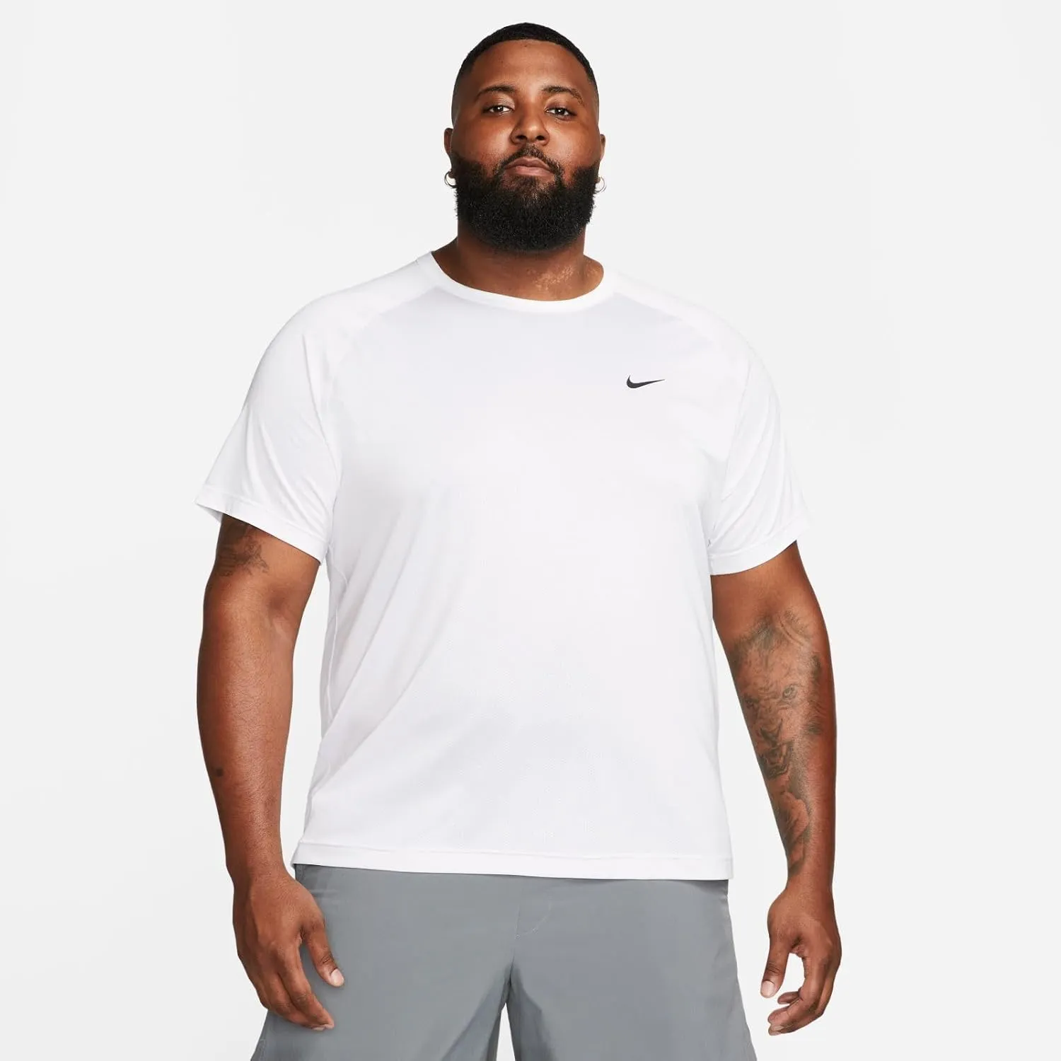 Nike Ready Men's Dri-FIT Short-Sleeve Fitness Top (DV9815-100, White/Black)