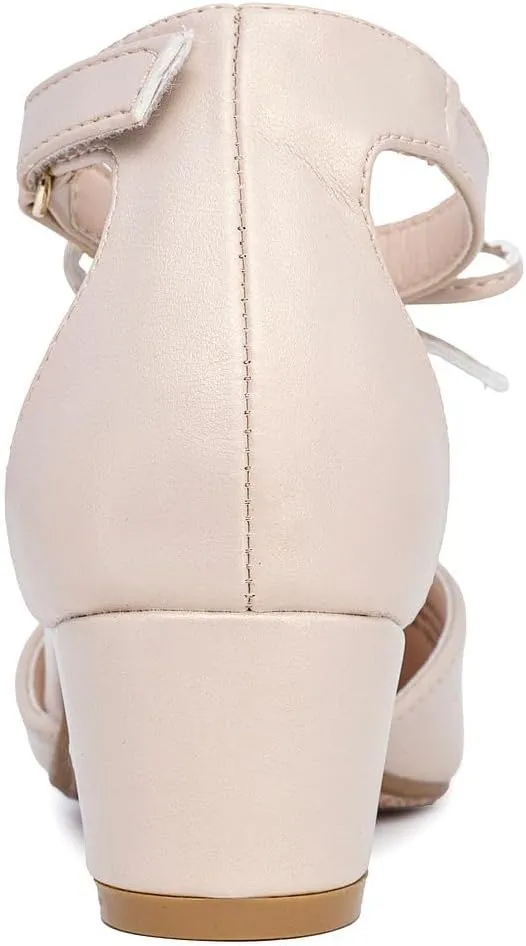 Nine West Girls Sandals Low Heel Dress Pump Ankle Strap Closed Toe Wedding Party for Big Kids & Little Kids