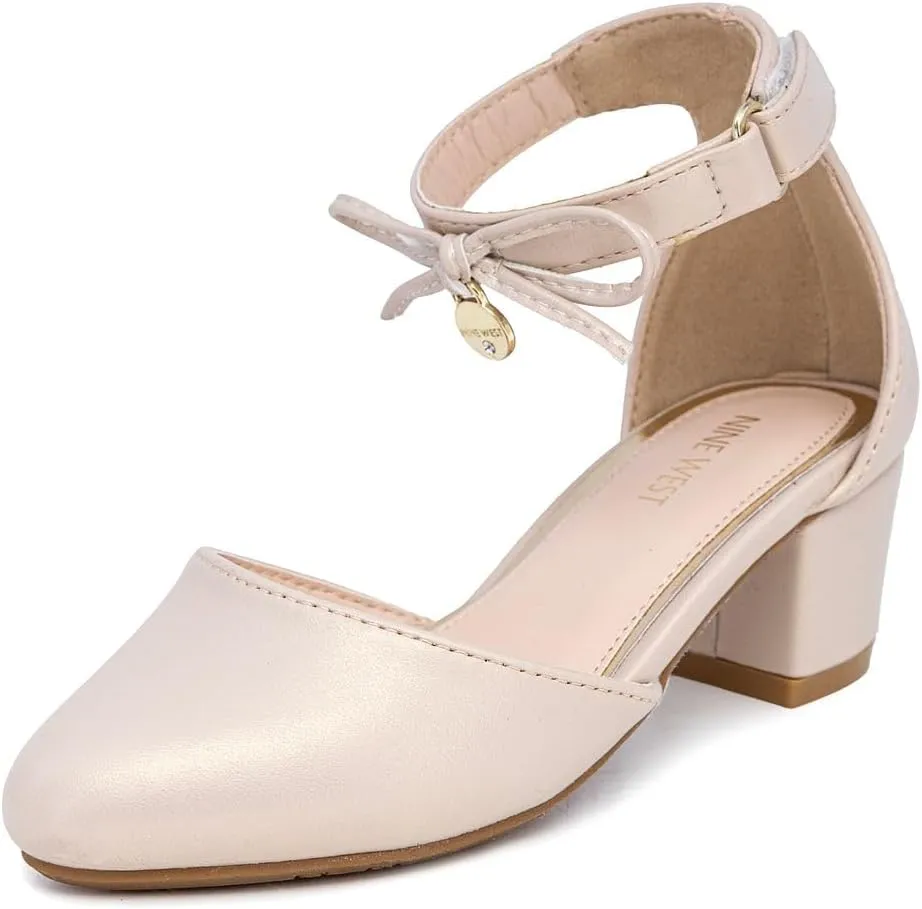 Nine West Girls Sandals Low Heel Dress Pump Ankle Strap Closed Toe Wedding Party for Big Kids & Little Kids