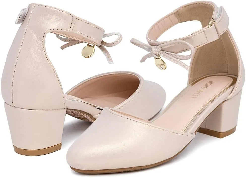 Nine West Girls Sandals Low Heel Dress Pump Ankle Strap Closed Toe Wedding Party for Big Kids & Little Kids