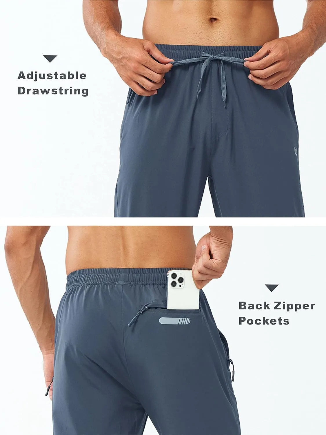 NORTHYARD Men's Athletic Pants Running Workout Joggers Lightweight Gym Jogging Track Casual Sweatpants with Zipper Pockets