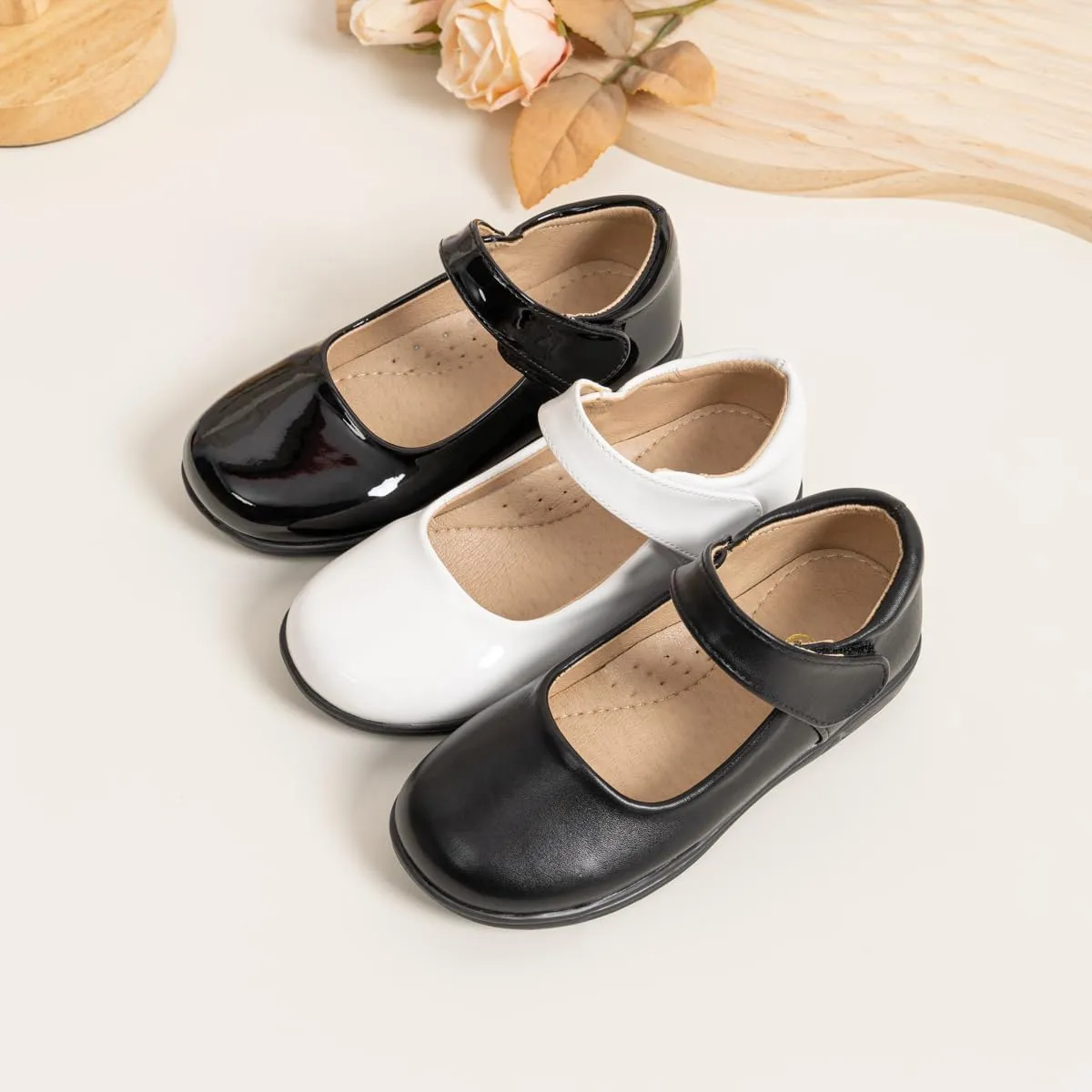ohsofy Girls Mary Jane Flat School Uniform Wedding Party Princess Dress Shoes for Little Kids