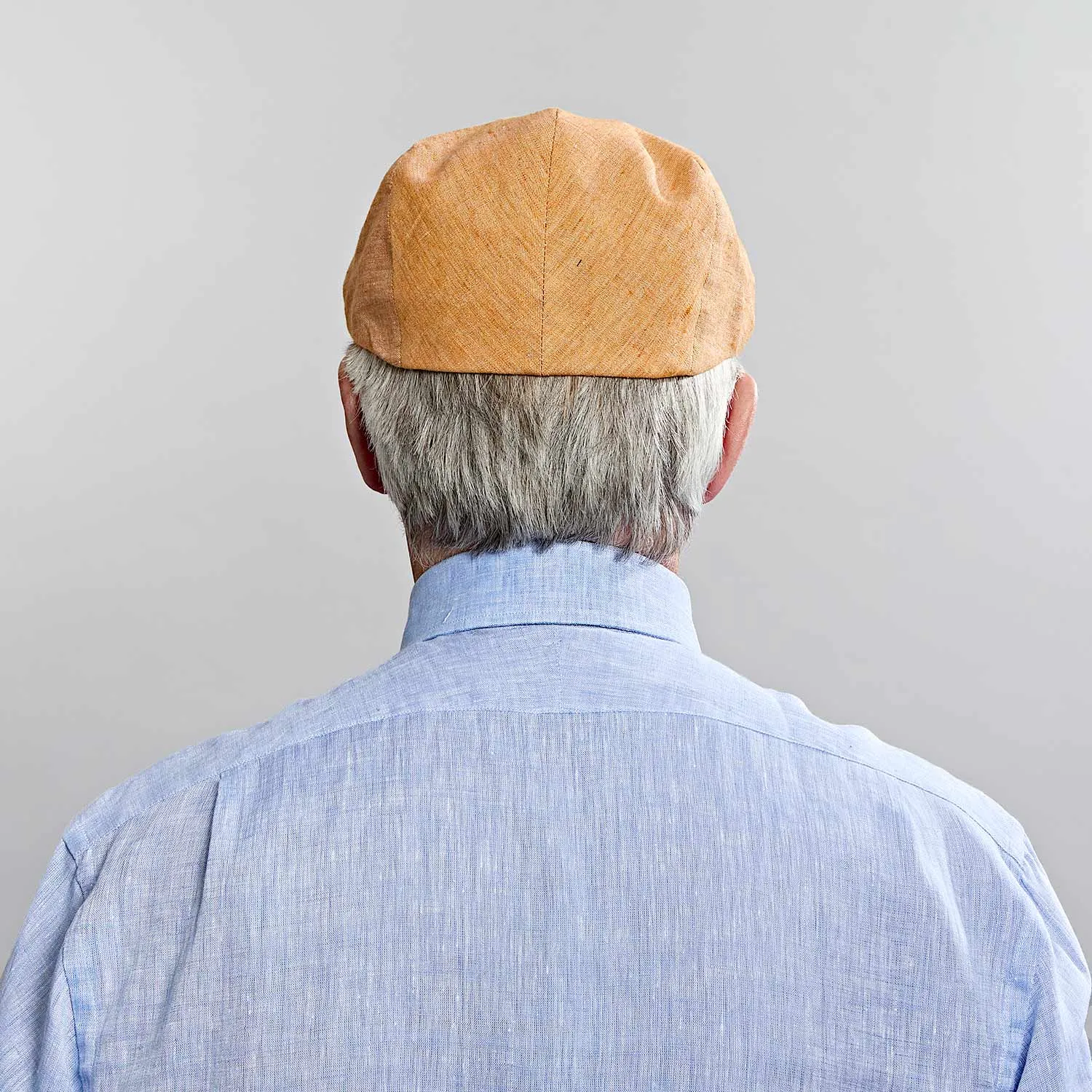 Orange Linen Flat Cap