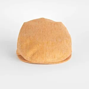 Orange Linen Flat Cap