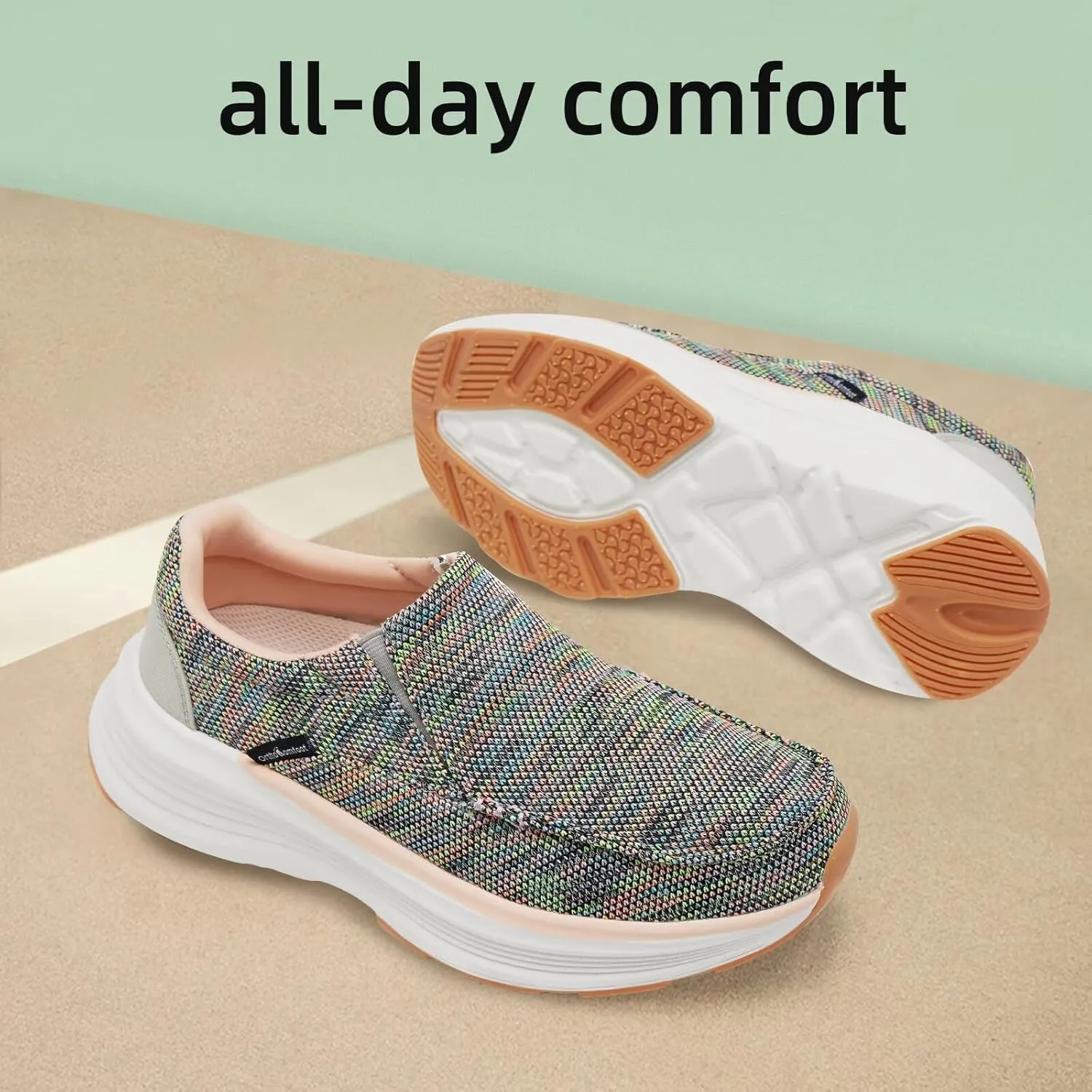 OrthoComfoot Women's Orthopedic Comfortable Walking Shoes, Casual Arch Support Slip-On Shoes for Plantar Fasciitis, Breathable Orthotic Loafers for Foot and Heel Pain Relief