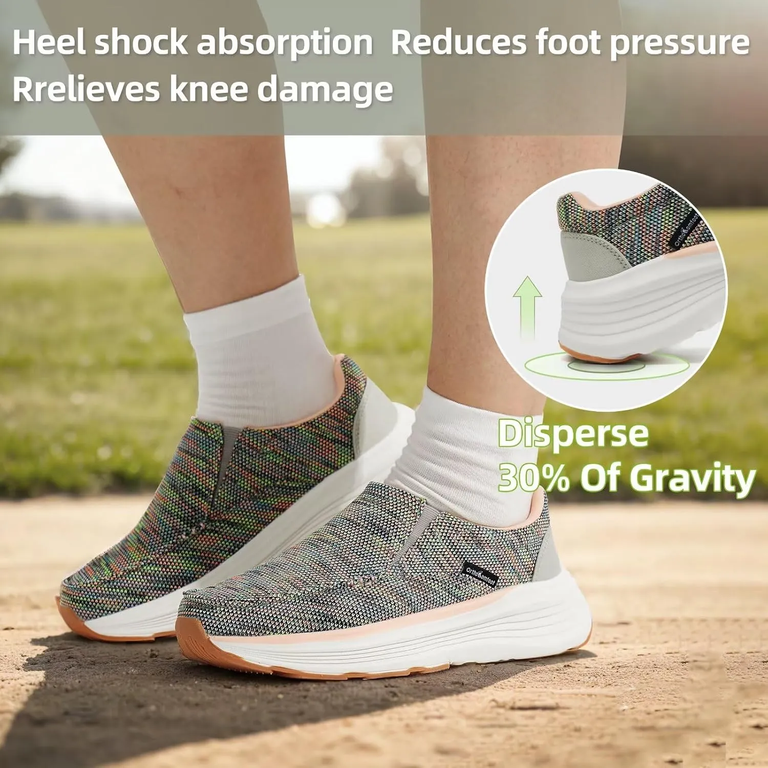 OrthoComfoot Women's Orthopedic Comfortable Walking Shoes, Casual Arch Support Slip-On Shoes for Plantar Fasciitis, Breathable Orthotic Loafers for Foot and Heel Pain Relief
